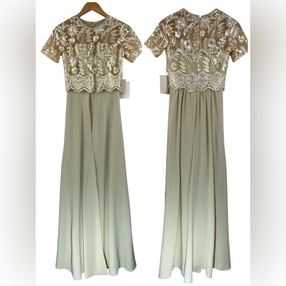 NWT LanTing Bride Lace Floral Overlay Sheer Top Jumpsuit
Wide Leg Pants Size S